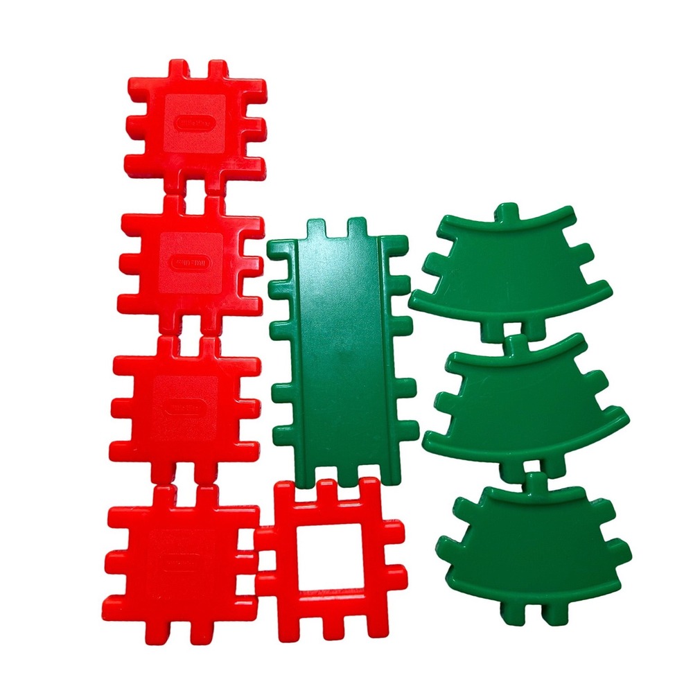 Little Tikes Vtg Waffle‎ Blocks Red Green Road Mixed Lot 9 Pcs Replacement Parts